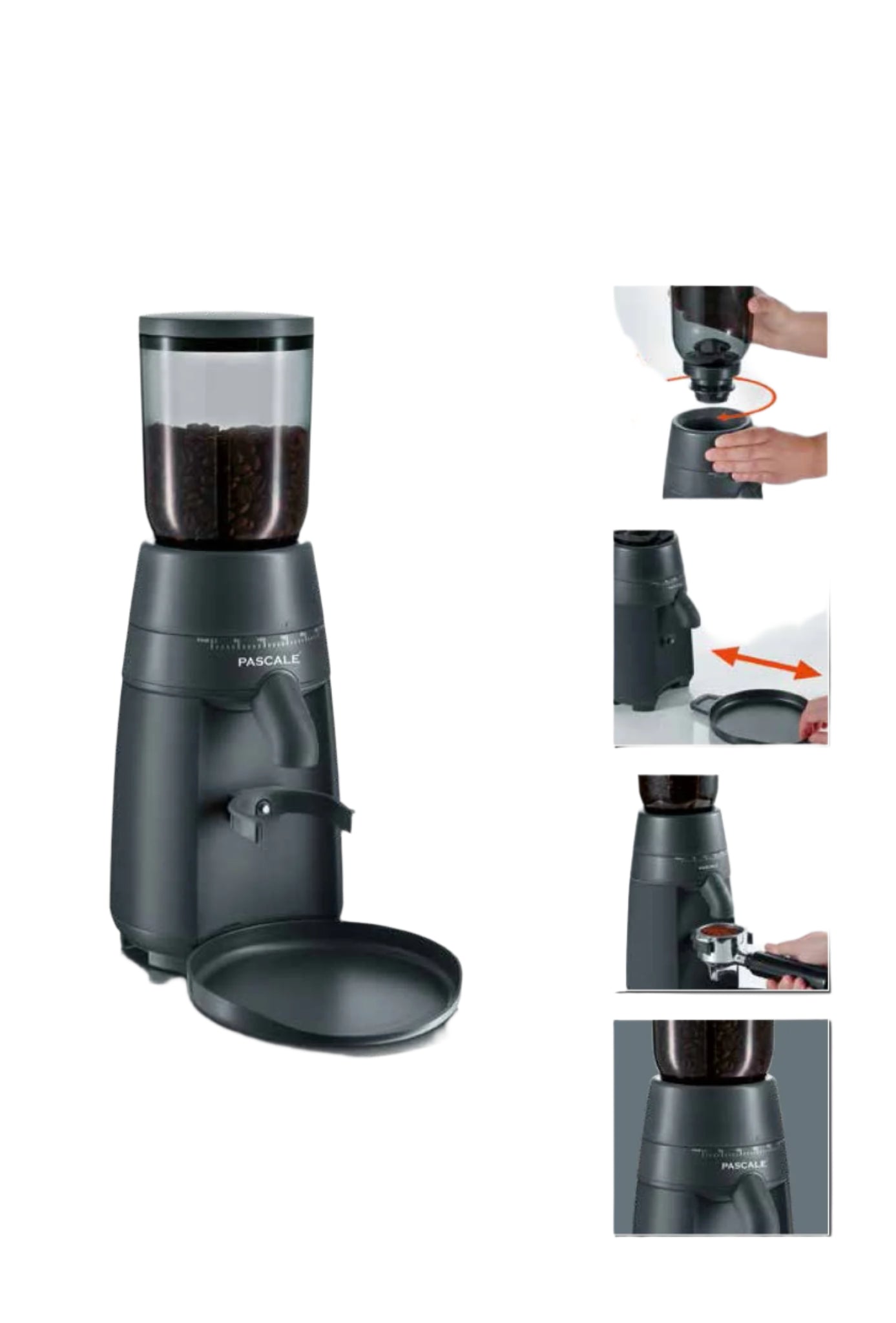 مطحنة القهوة الاحترافية باسكال مولينو كافيه PMC702 - باللون الأسود
