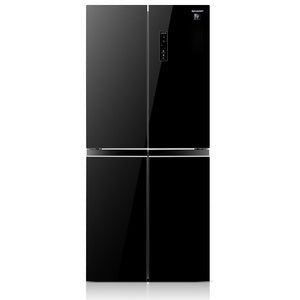 ثلاجة شارب SJ-8435 بأربعة أبواب وزجاج أسود