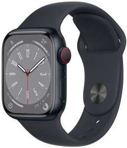 ساعة ذكية Apple Watch 41 مم Series 8 GPS + Cellular لون Midnight هيكل من الألومنيوم