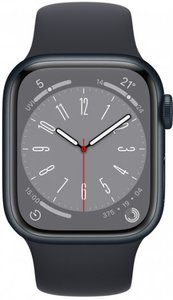ساعة ذكية Apple Watch 45 مم Series 8 GPS + Cellular لون Midnight هيكل من الألومنيوم